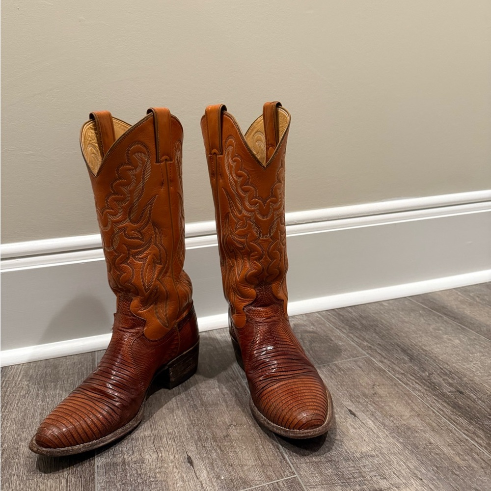 Justin Boots Tan and Brown Leather Western Boots